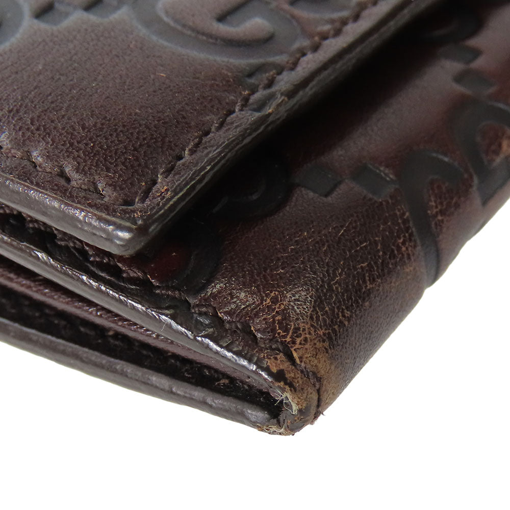 GUCCI Bifold Wallet 146229 Sima leather Dark brown Women Used