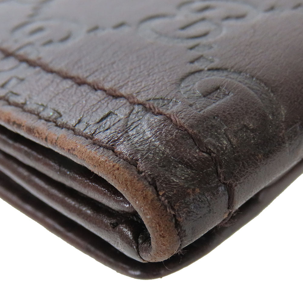 GUCCI Bifold Wallet 190349 Sima leather Dark brown Women Used