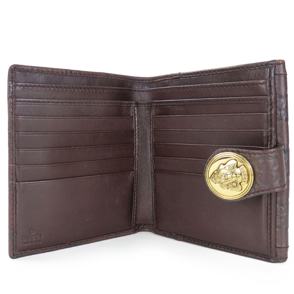 GUCCI Bifold Wallet 190349 Sima leather Dark brown Women Used