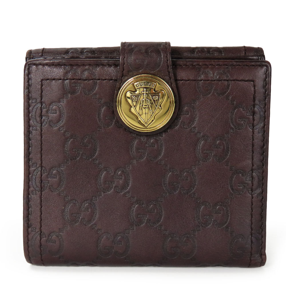 GUCCI Bifold Wallet 190349 Sima leather Dark brown Women Used