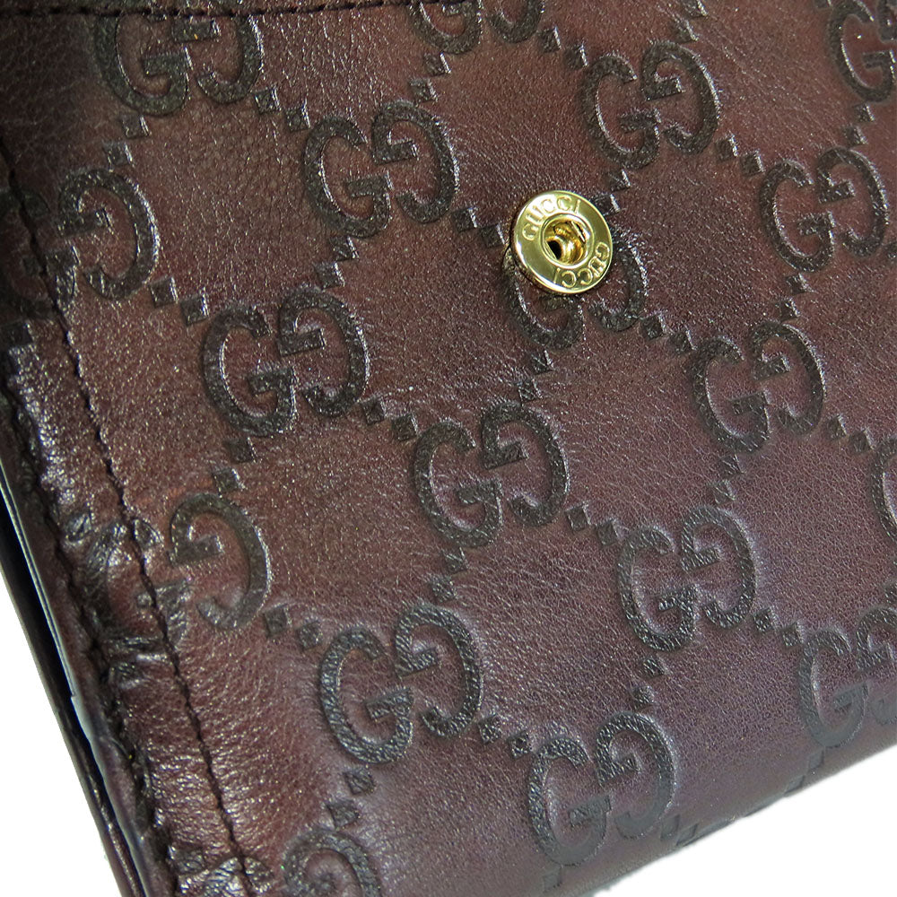 GUCCI Bifold Wallet 190349 Sima leather Dark brown Women Used