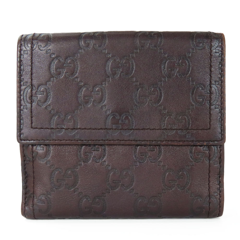 GUCCI Bifold Wallet 190349 Sima leather Dark brown Women Used
