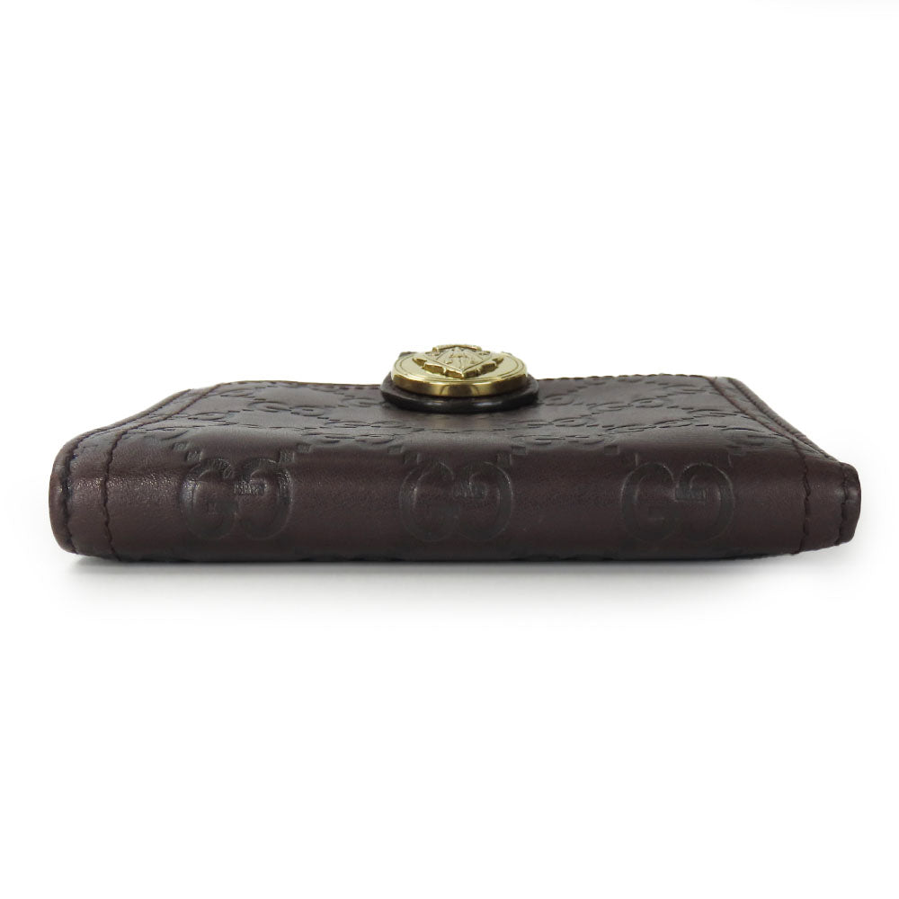 GUCCI Bifold Wallet 190349 Sima leather Dark brown Women Used