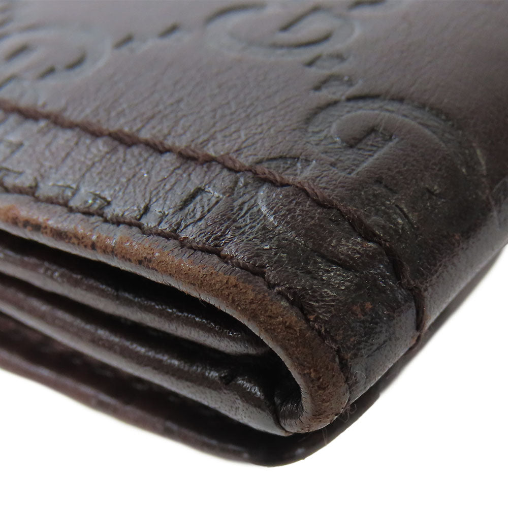 GUCCI Bifold Wallet 190349 Sima leather Dark brown Women Used