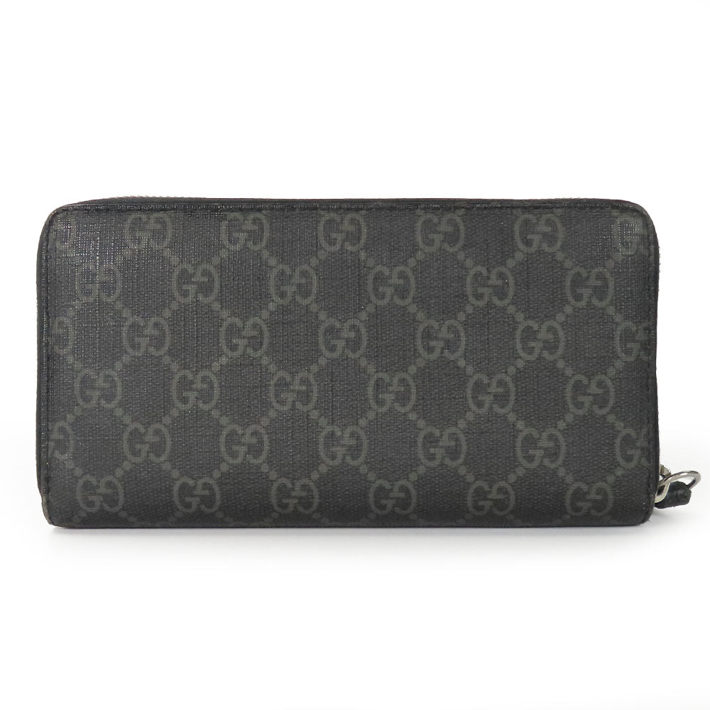 GUCCI Long Wallet Purse 451273 GG Supreme Canvas Black type Zip Around mens Used