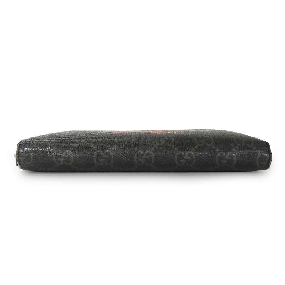 GUCCI Long Wallet Purse 451273 GG Supreme Canvas Black type Zip Around mens Used