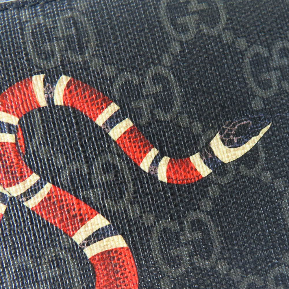 GUCCI Long Wallet Purse 451273 GG Supreme Canvas Black type Zip Around mens Used