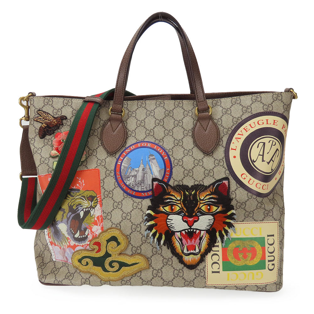 GUCCI Handbag 474085 GG Supreme Canvas beige Sherry line Courier