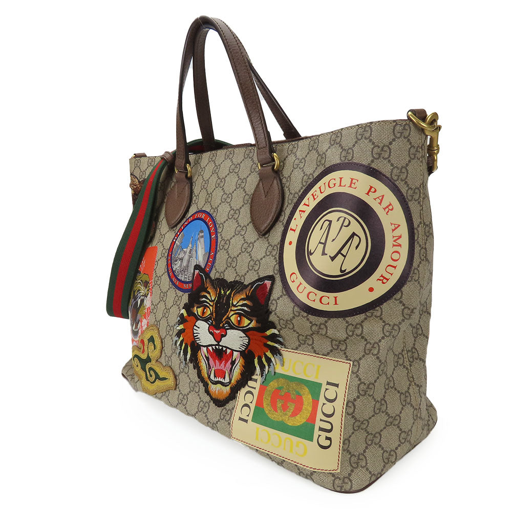 GUCCI Handbag 474085 GG Supreme Canvas beige Sherry line Courier