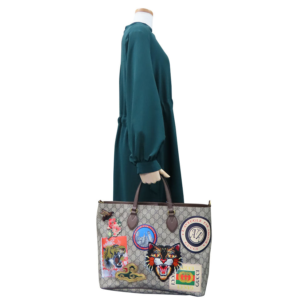 GUCCI Handbag 474085 GG Supreme Canvas beige Sherry line Courier