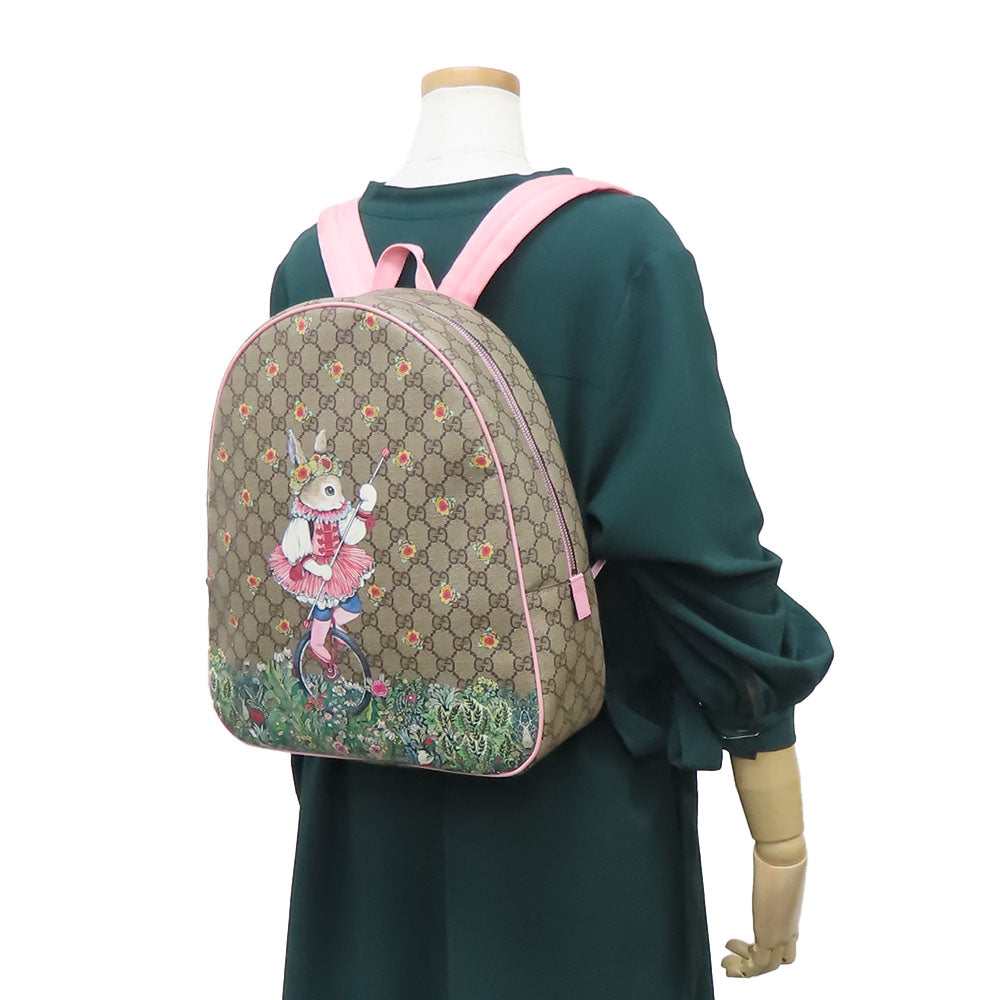 GUCCI Backpack 433578 GG Supreme Canvas beige Yuko Higuchi Women Used