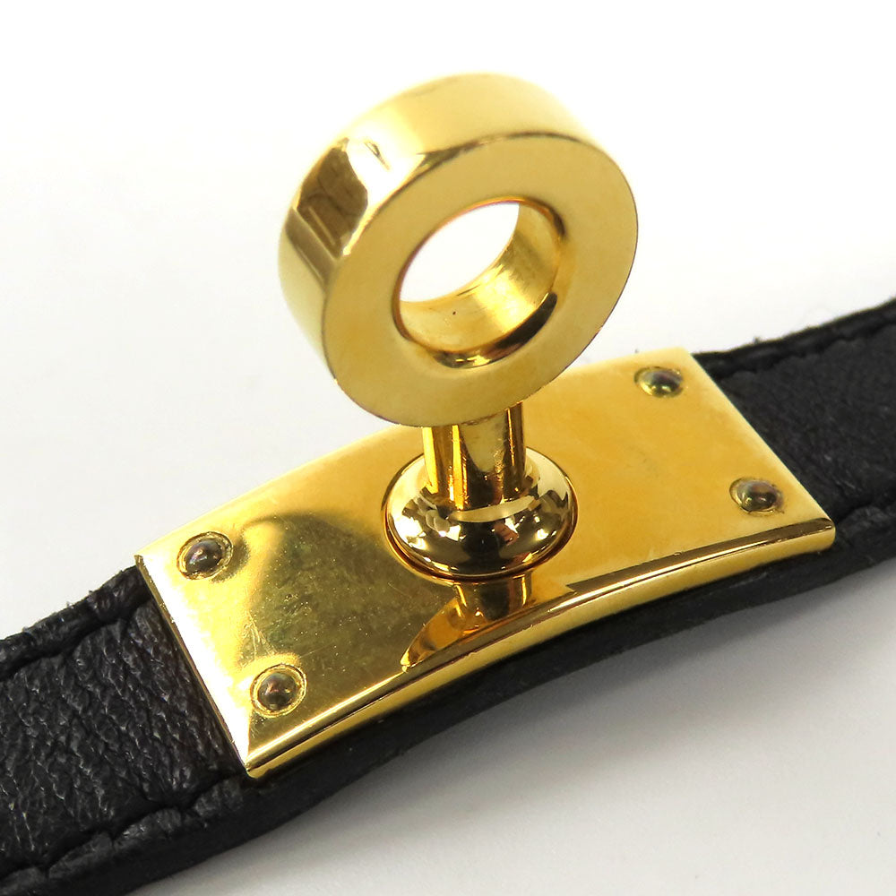 HERMES bracelet Leather, Metal black Kelly Women Used