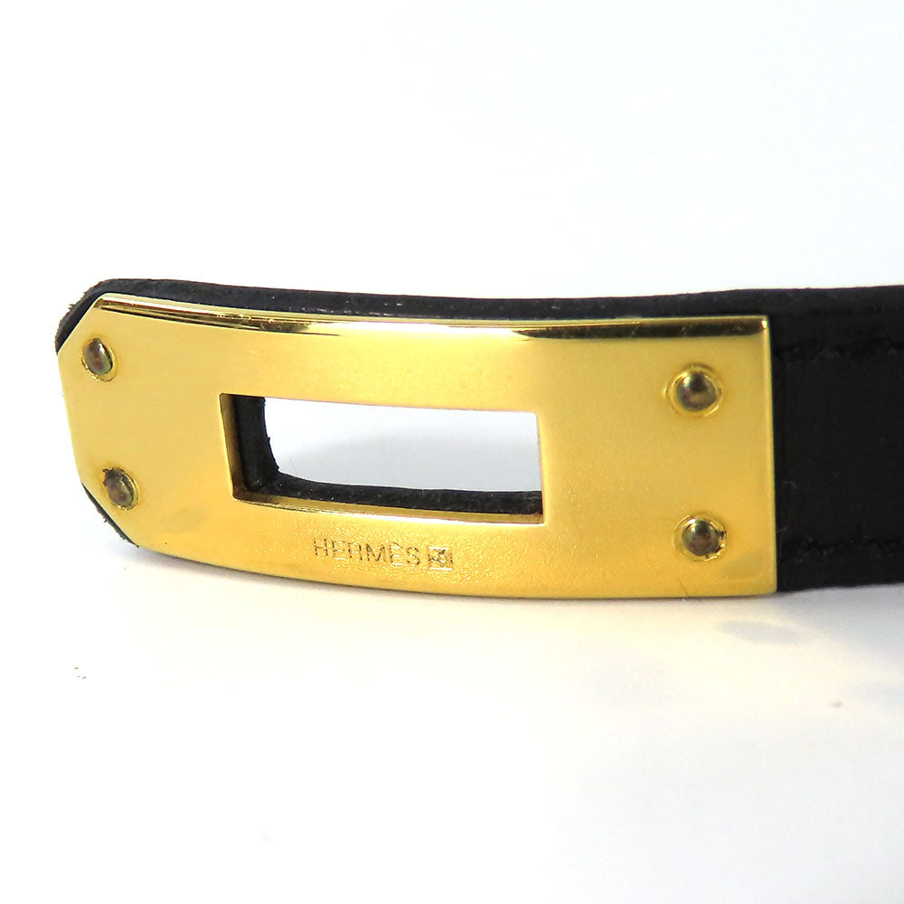 HERMES bracelet Leather, Metal black Kelly Women Used
