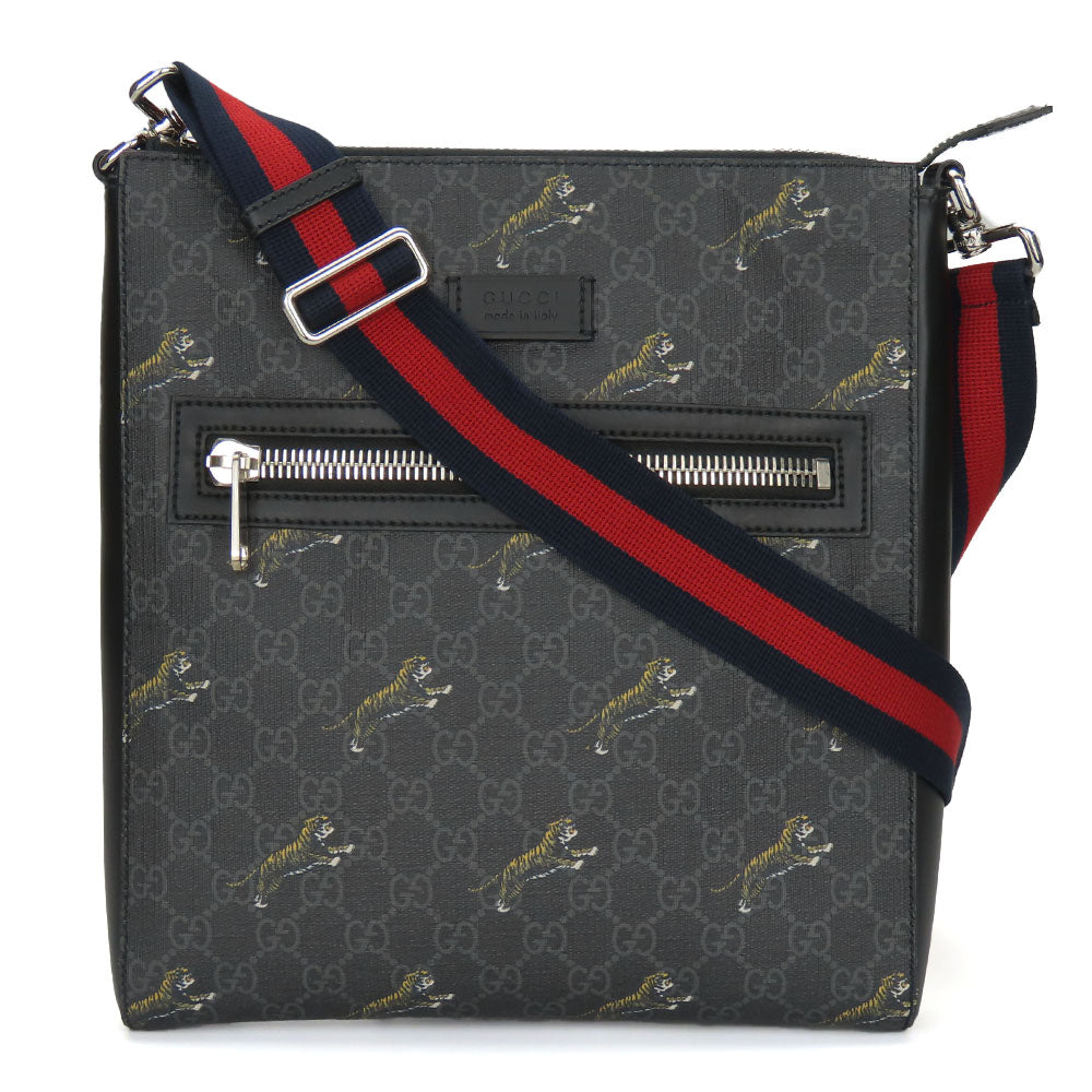 GUCCI Shoulder Bag 474137 GG Supreme Canvas black mens Used