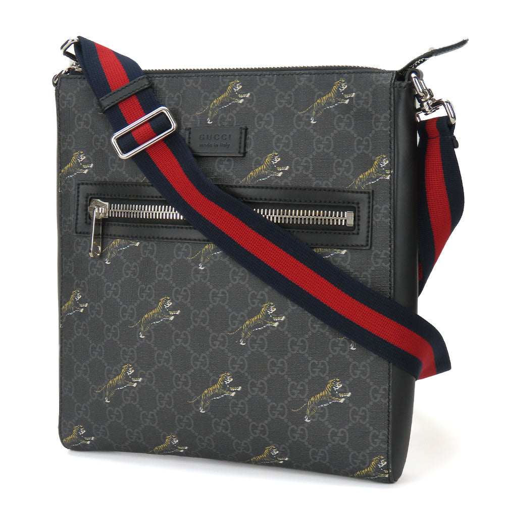 GUCCI Shoulder Bag 474137 GG Supreme Canvas black mens Used