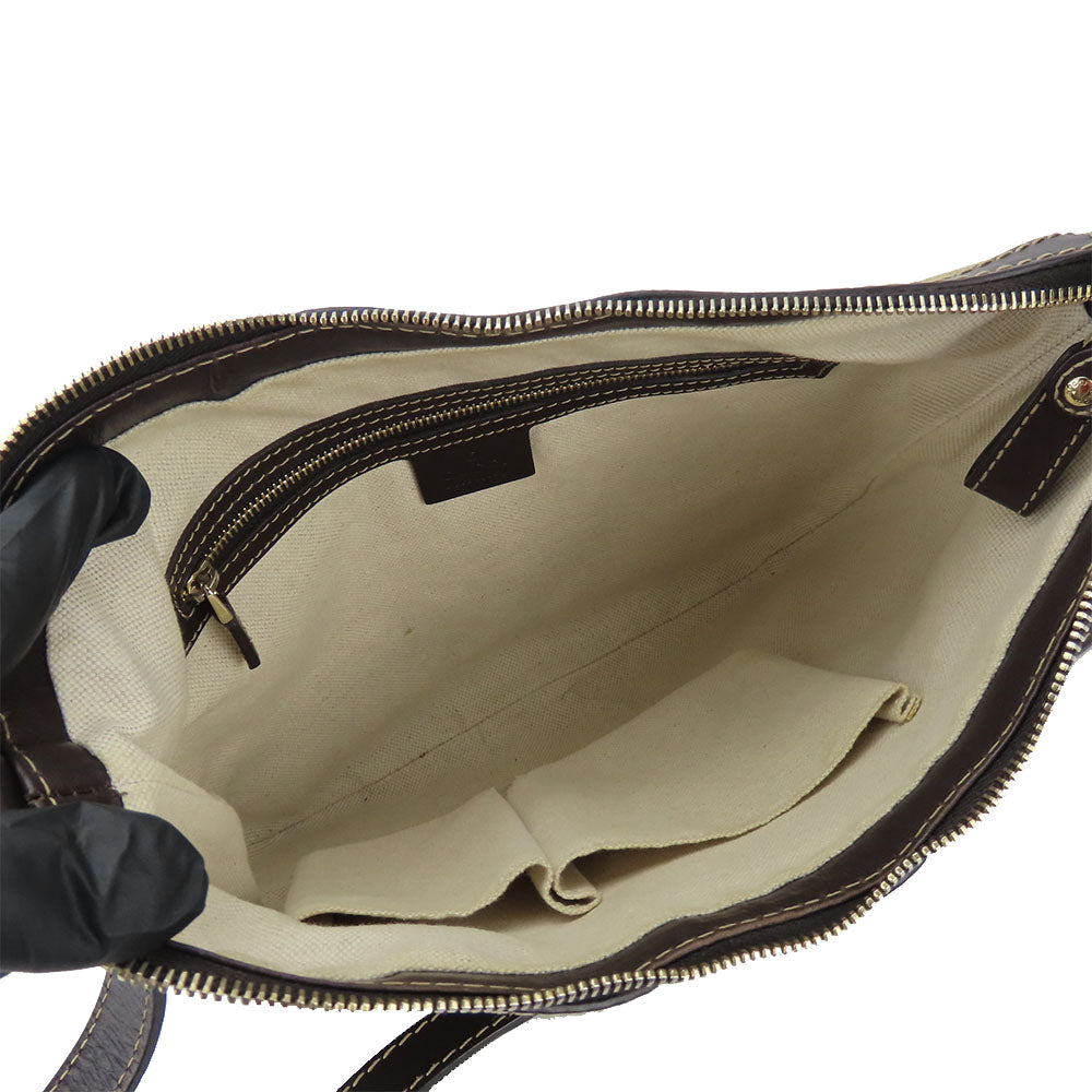 GUCCI Shoulder Bag 257072 GG canvas, leather beige Lovely heart Women Used
