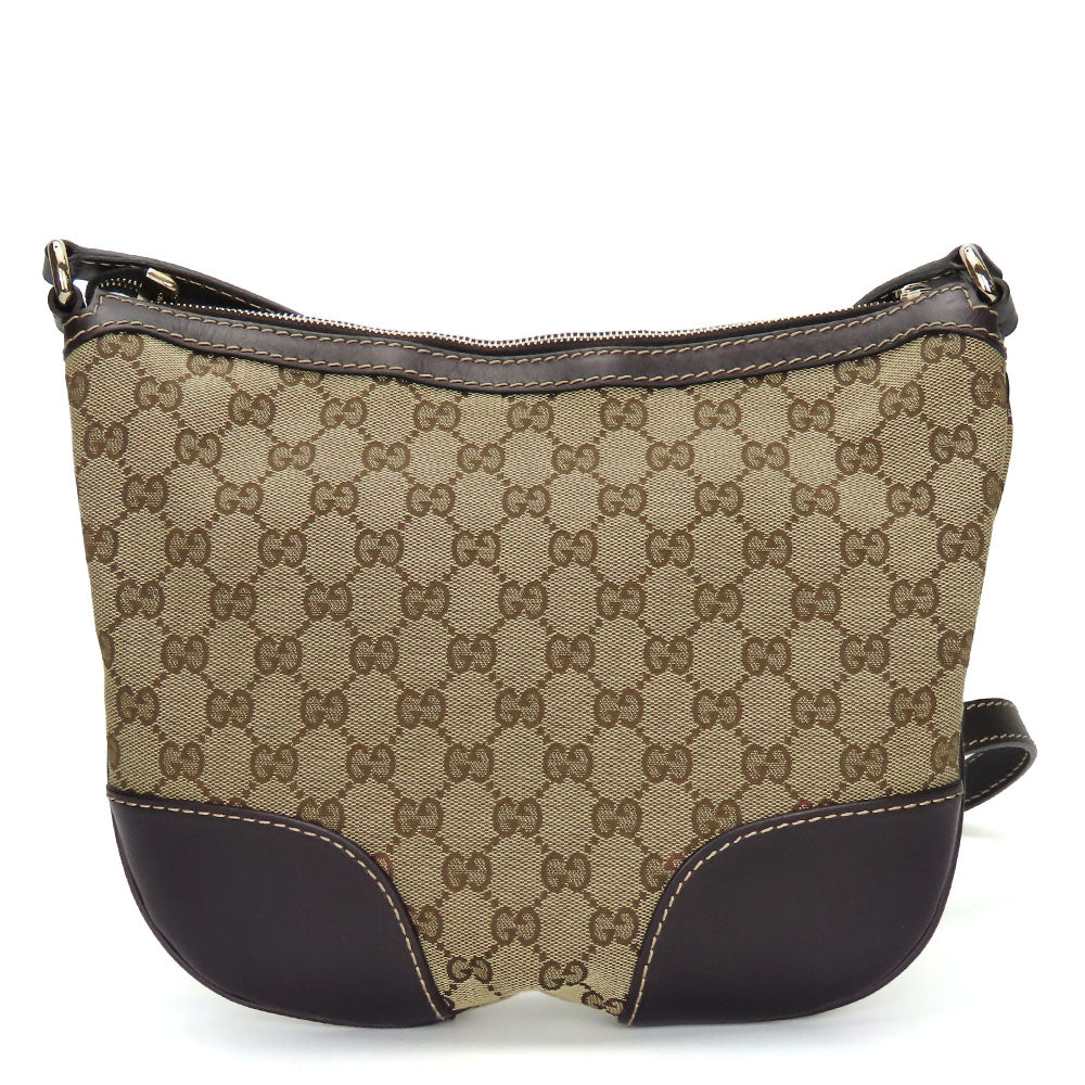 GUCCI Shoulder Bag 257072 GG canvas, leather beige Lovely heart Women Used