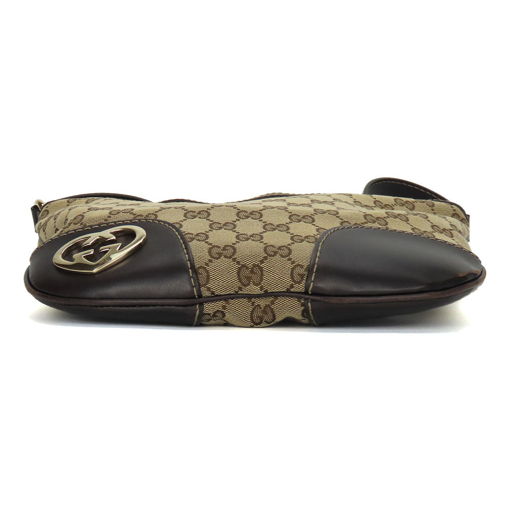 GUCCI Shoulder Bag 257072 GG canvas, leather beige Lovely heart Women Used