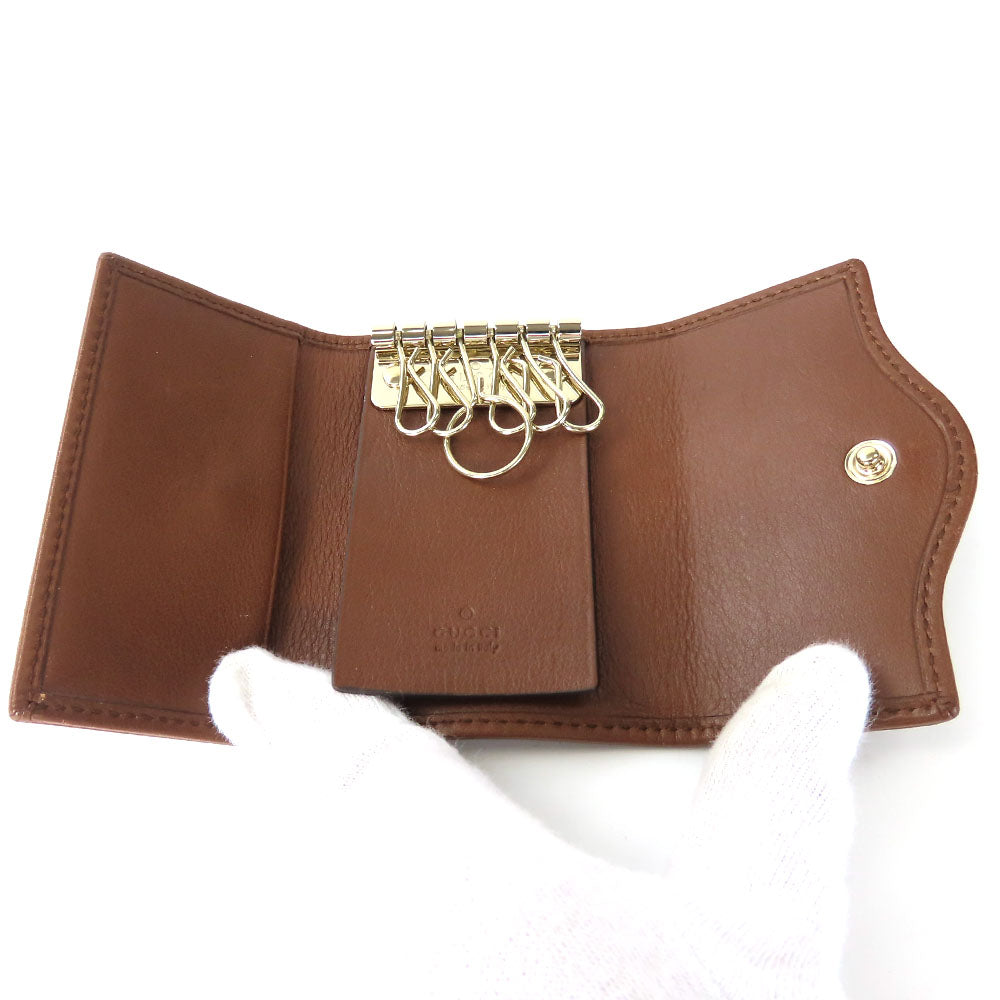 GUCCI Key case Key holder  282432 GG Canvas, Calfskin beige Interlocking Women Used