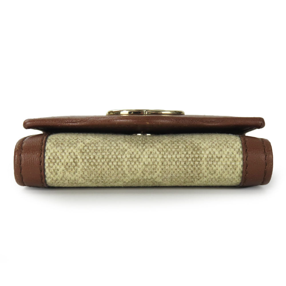 GUCCI Key case Key holder  282432 GG Canvas, Calfskin beige Interlocking Women Used