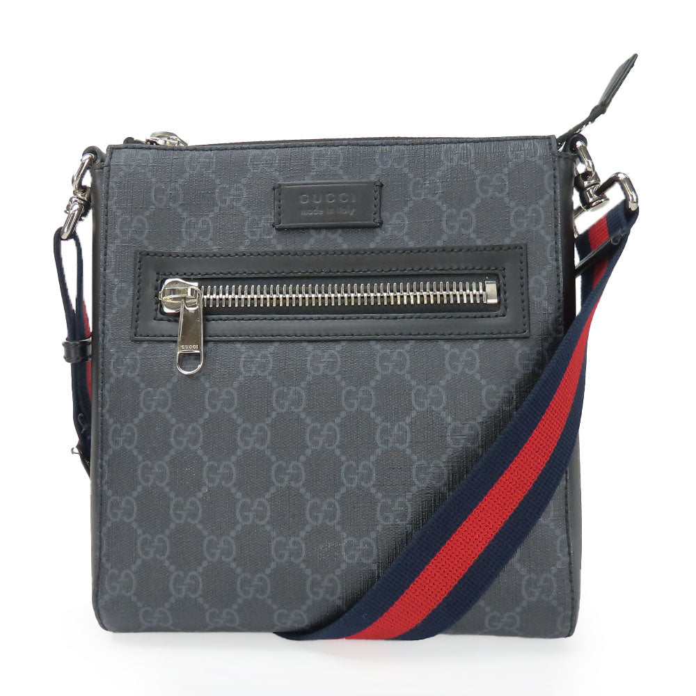 GUCCI Shoulder Bag 523599 GG Supreme canvas, leather black Small messenger bag mens Used