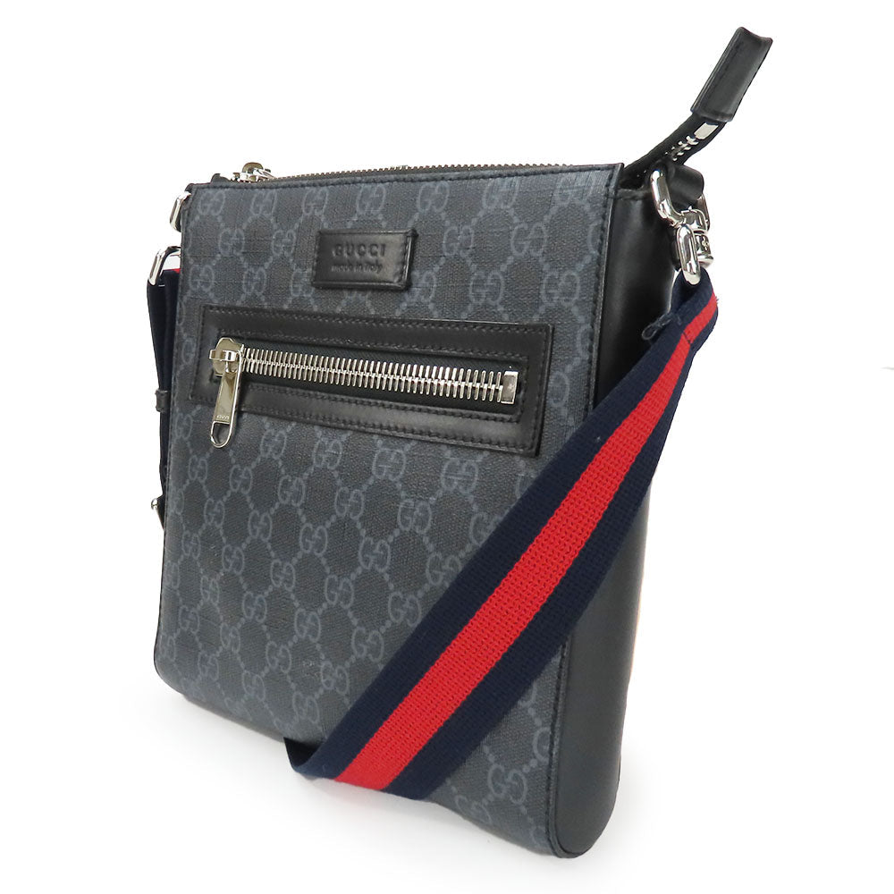 GUCCI Shoulder Bag 523599 GG Supreme canvas, leather black Small messenger bag mens Used