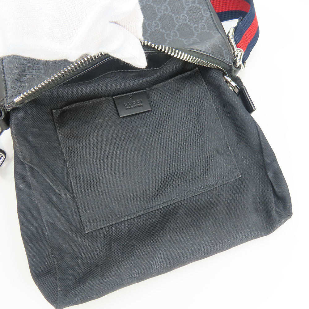 GUCCI Shoulder Bag 523599 GG Supreme canvas, leather black Small messenger bag mens Used