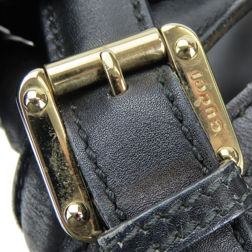 GUCCI Tote Bag 162094 leather black Newbrit Double G