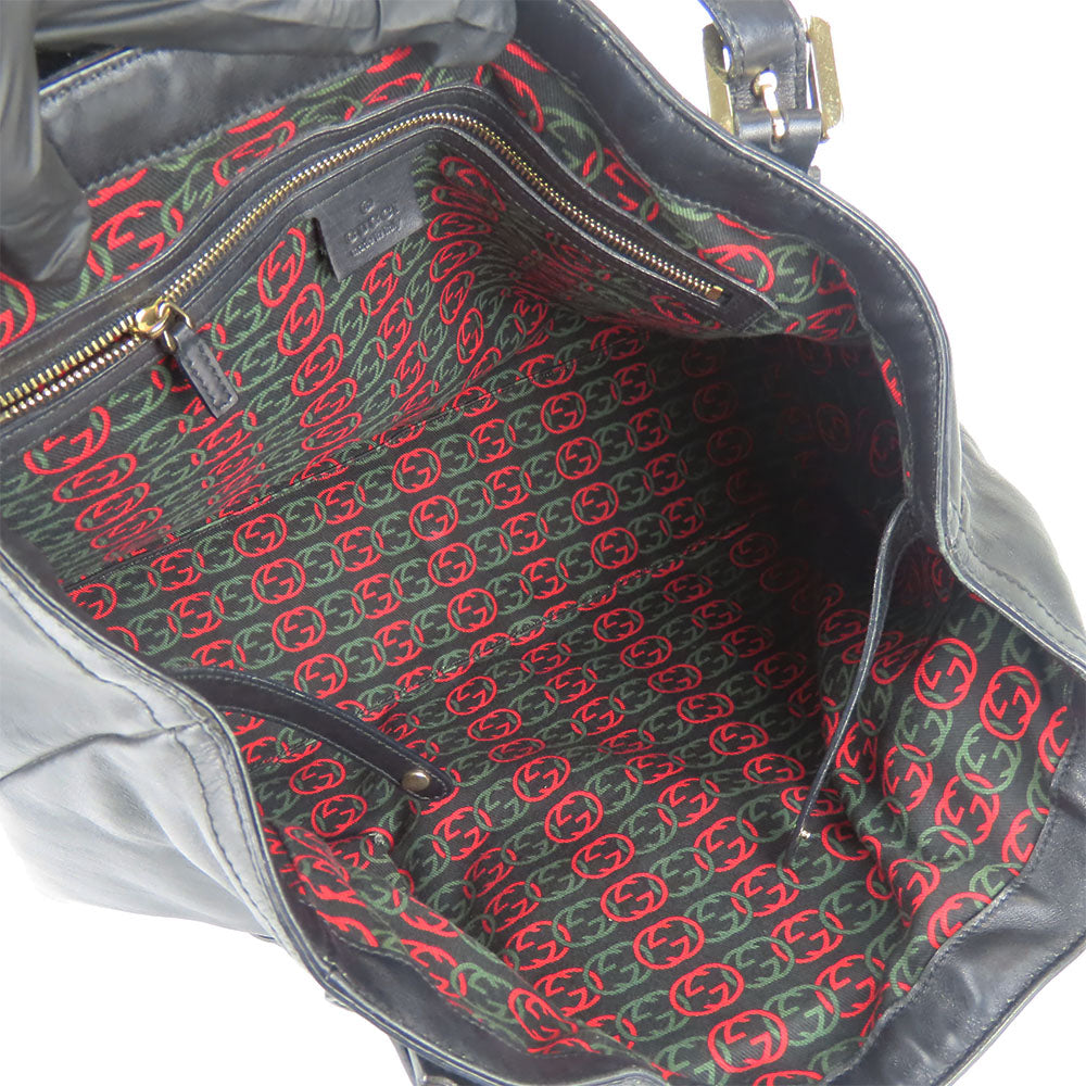 GUCCI Tote Bag 162094 leather black Newbrit Double G