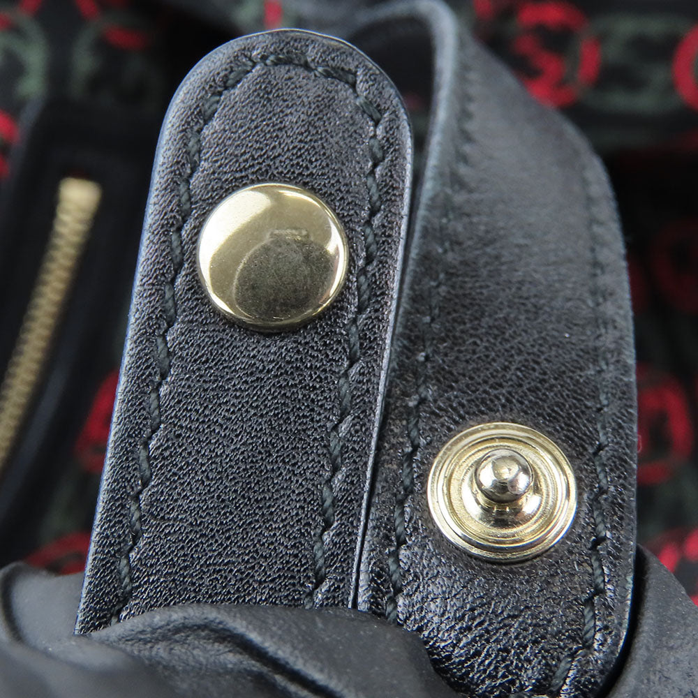 GUCCI Tote Bag 162094 leather black Newbrit Double G