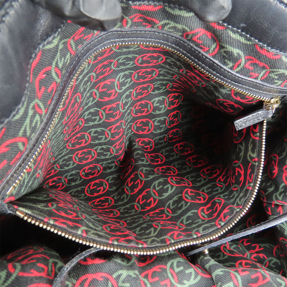 GUCCI Tote Bag 162094 leather black Newbrit Double G