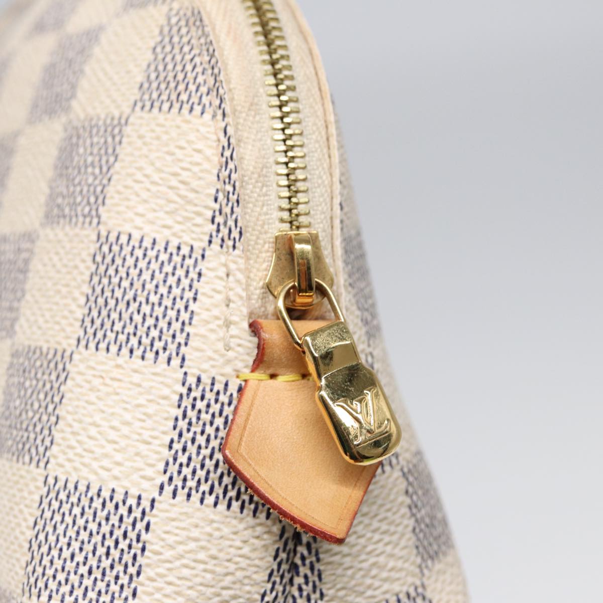 LOUIS VUITTON Damier Azur Pochette Cosmetic PM Pouch N60024 LV Auth 84685