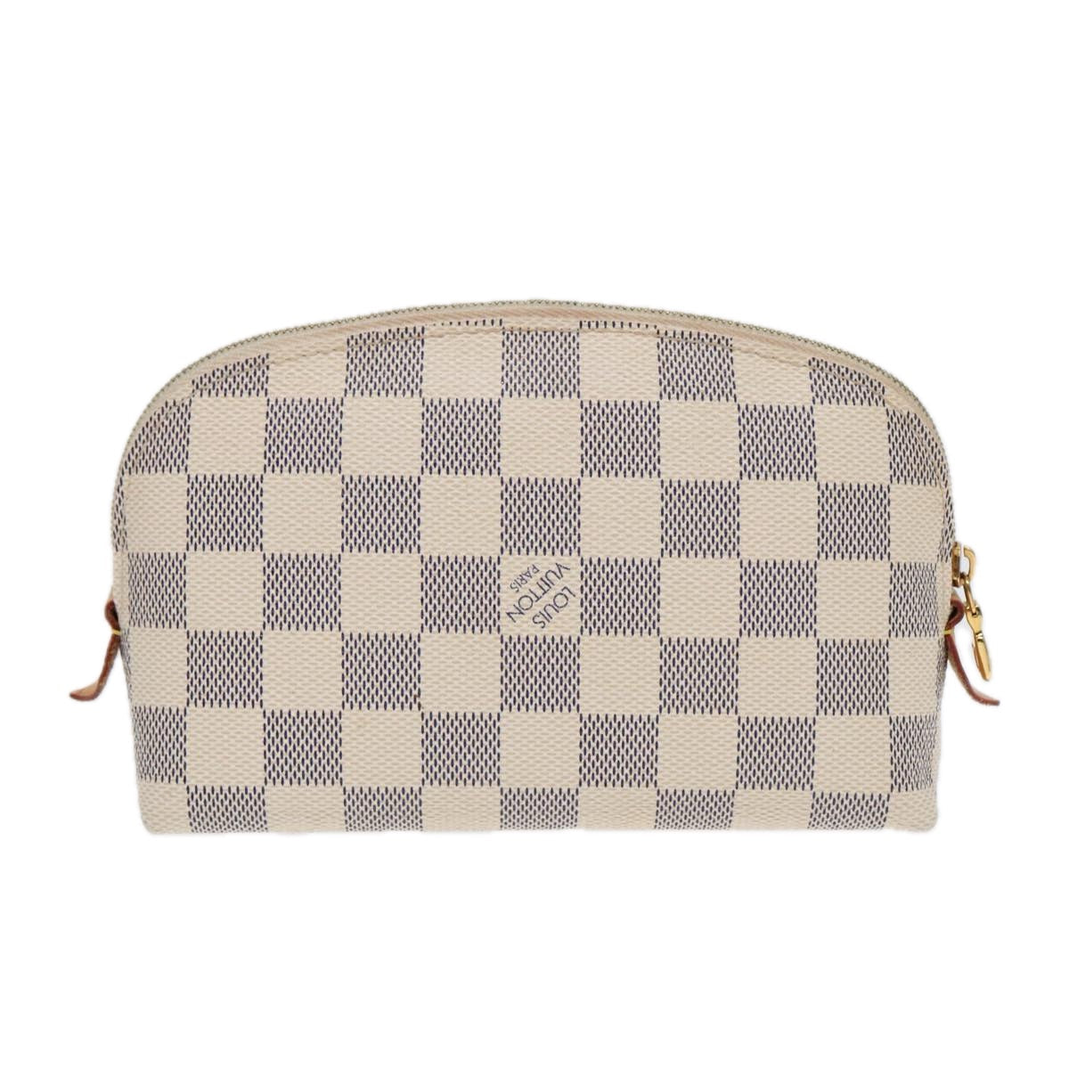 LOUIS VUITTON Damier Azur Pochette Cosmetic PM Pouch N60024 LV Auth 84685