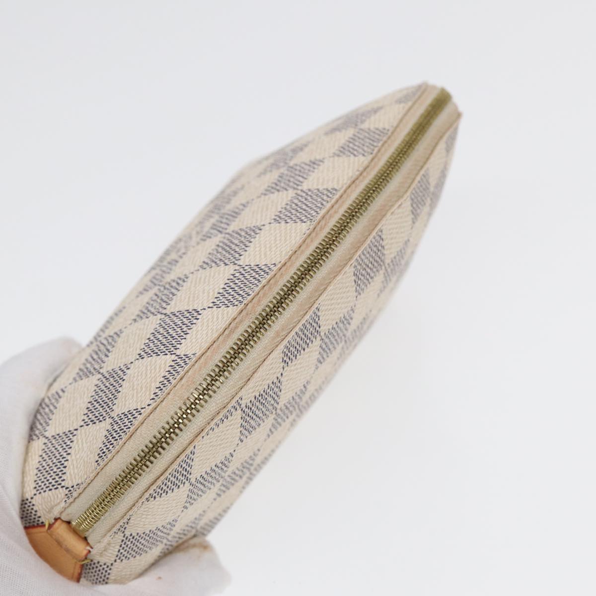 LOUIS VUITTON Damier Azur Pochette Cosmetic PM Pouch N60024 LV Auth 84685