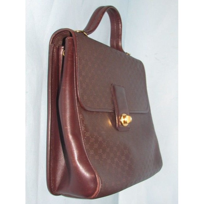Gucci Vintage Pursesdesigner Purses Brown Small G Logo Print Coated Canvas And Brown Leather Leather