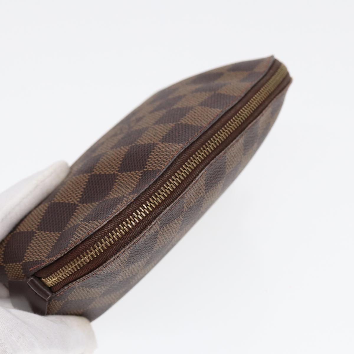 LOUIS VUITTON Damier Ebene Pochette Cosmetic PM Pouch N47516 LV Auth 85176
