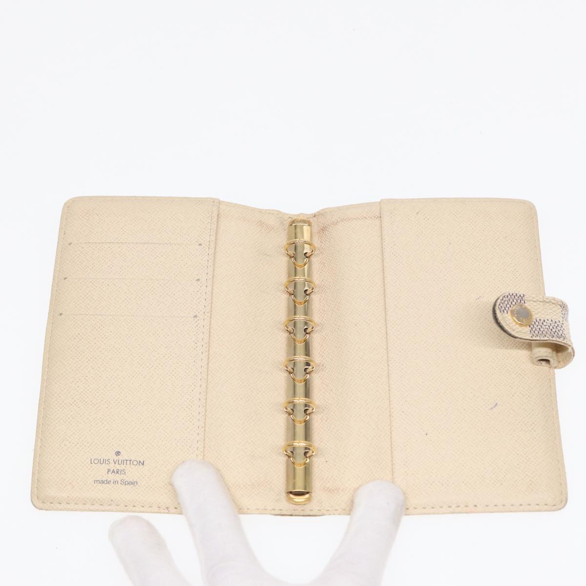 LOUIS VUITTON Damier Azur Agenda PM Day Planner Cover R20706 LV Auth 85177