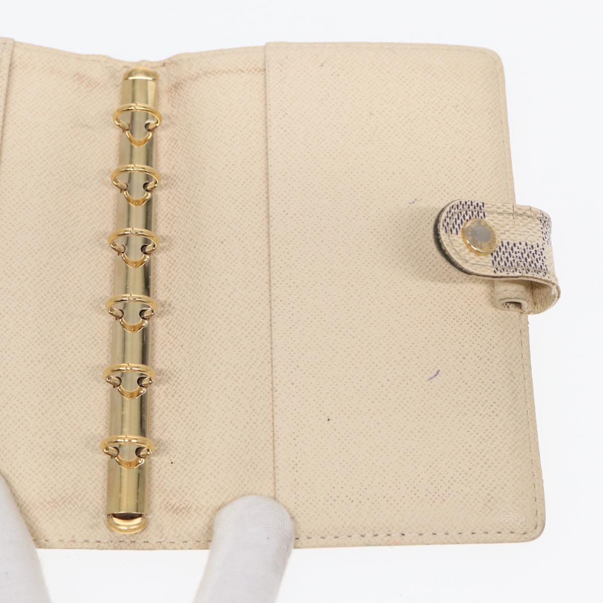 LOUIS VUITTON Damier Azur Agenda PM Day Planner Cover R20706 LV Auth 85177