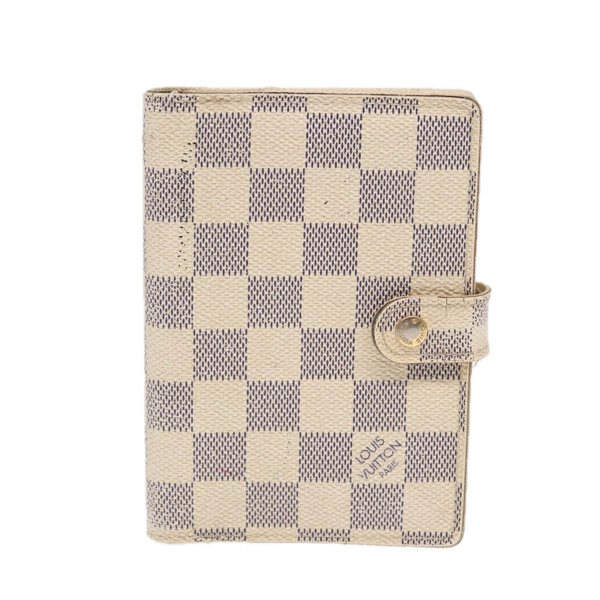 LOUIS VUITTON Damier Azur Agenda PM Day Planner Cover R20706 LV Auth 85177