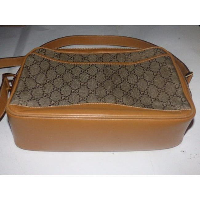 Gucci Shades Of Brown Leather Canvas Cross Body Bag