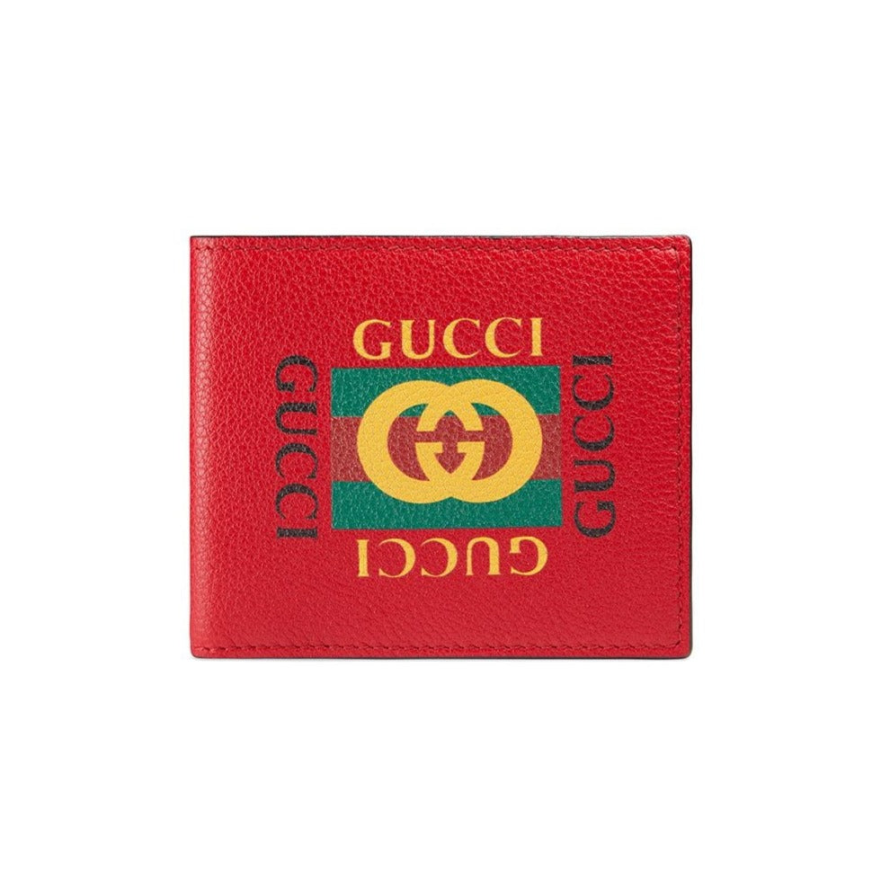 Gucci Print Leather Mini Bi-fold Wallet in Red