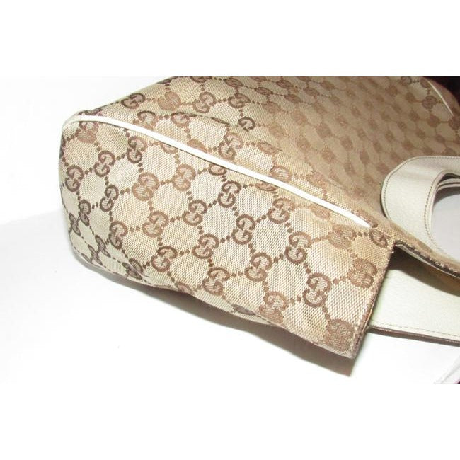 Gucci Print Canvasleather Charmy Brown Guccissimawhite Lthr Gg Canvas And Leather Satchel