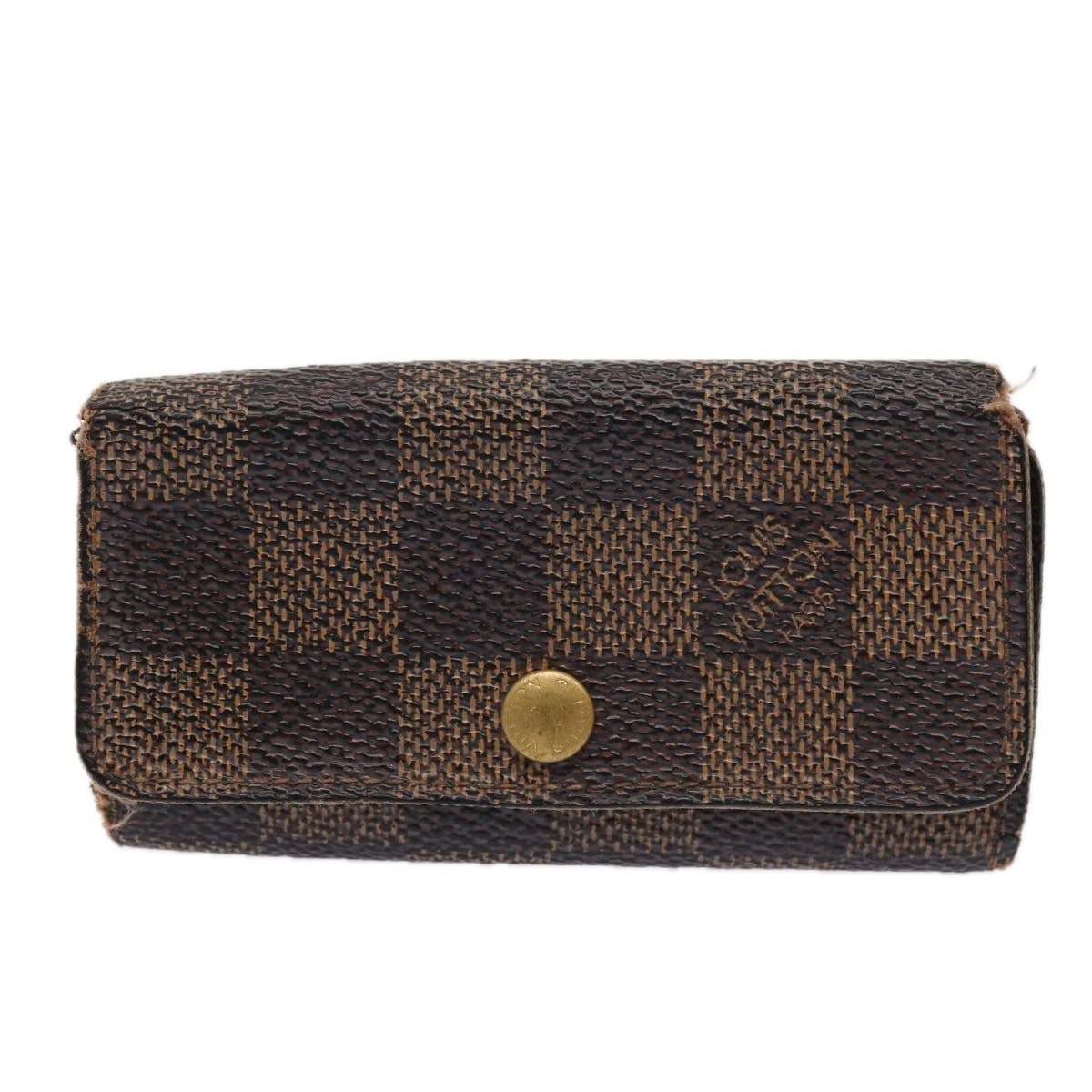 LOUIS VUITTON Damier Ebene Vernis Key Case 5Set Gray Pomme D'amour LV Auth 85754