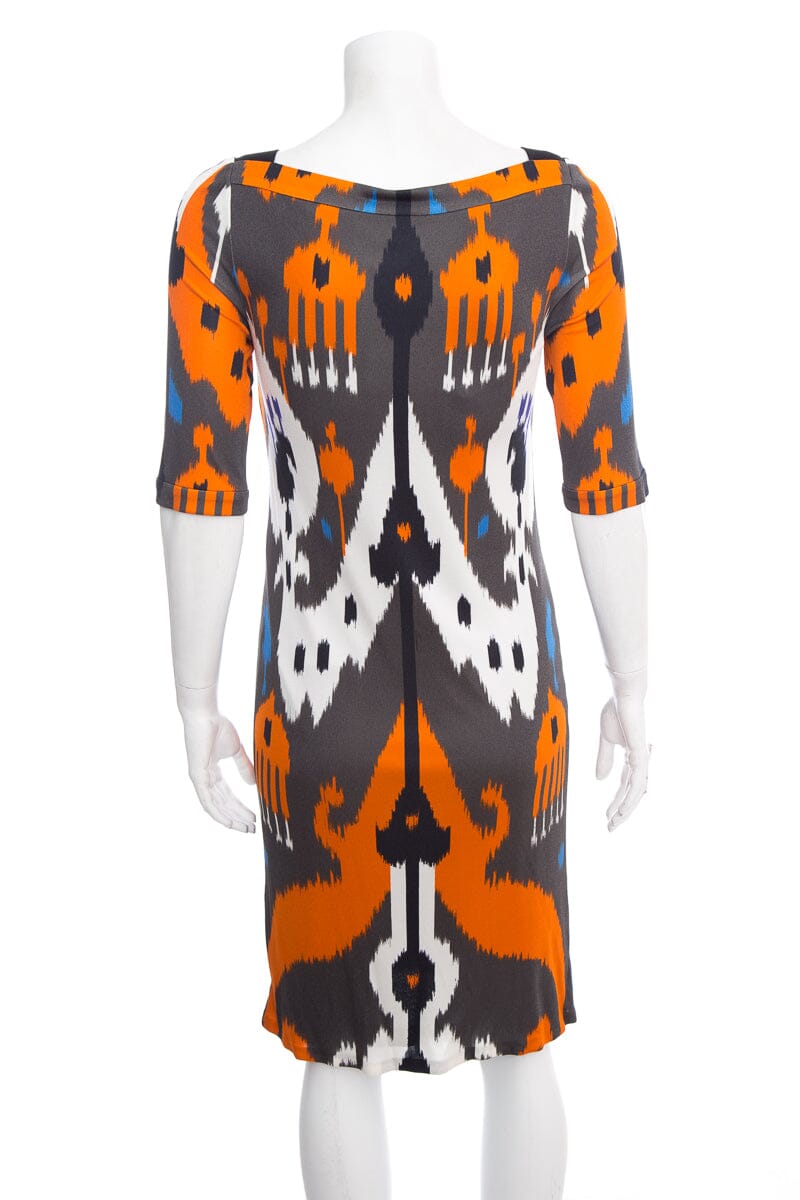 Gucci Multicolor Orange and Grey Printed Fitted Shift Dress SZ 40 NWT