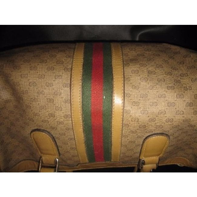 Gucci Vintage Pursesdesigner Purses Coated Canvas With Small G Logoleather In Browns With Wide Redgr