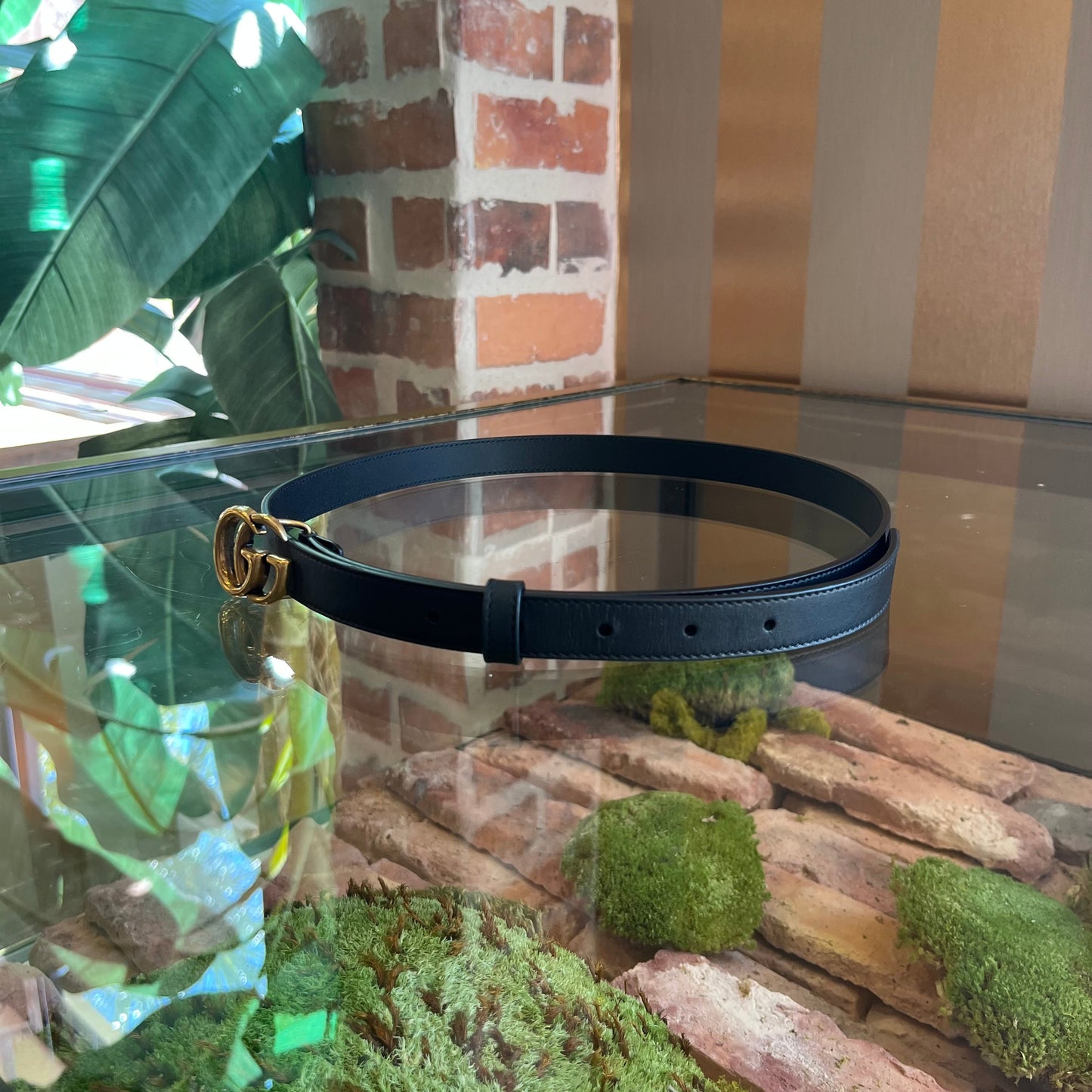 GUCCI GG Marmont Thin Black Leather Belt 95/38