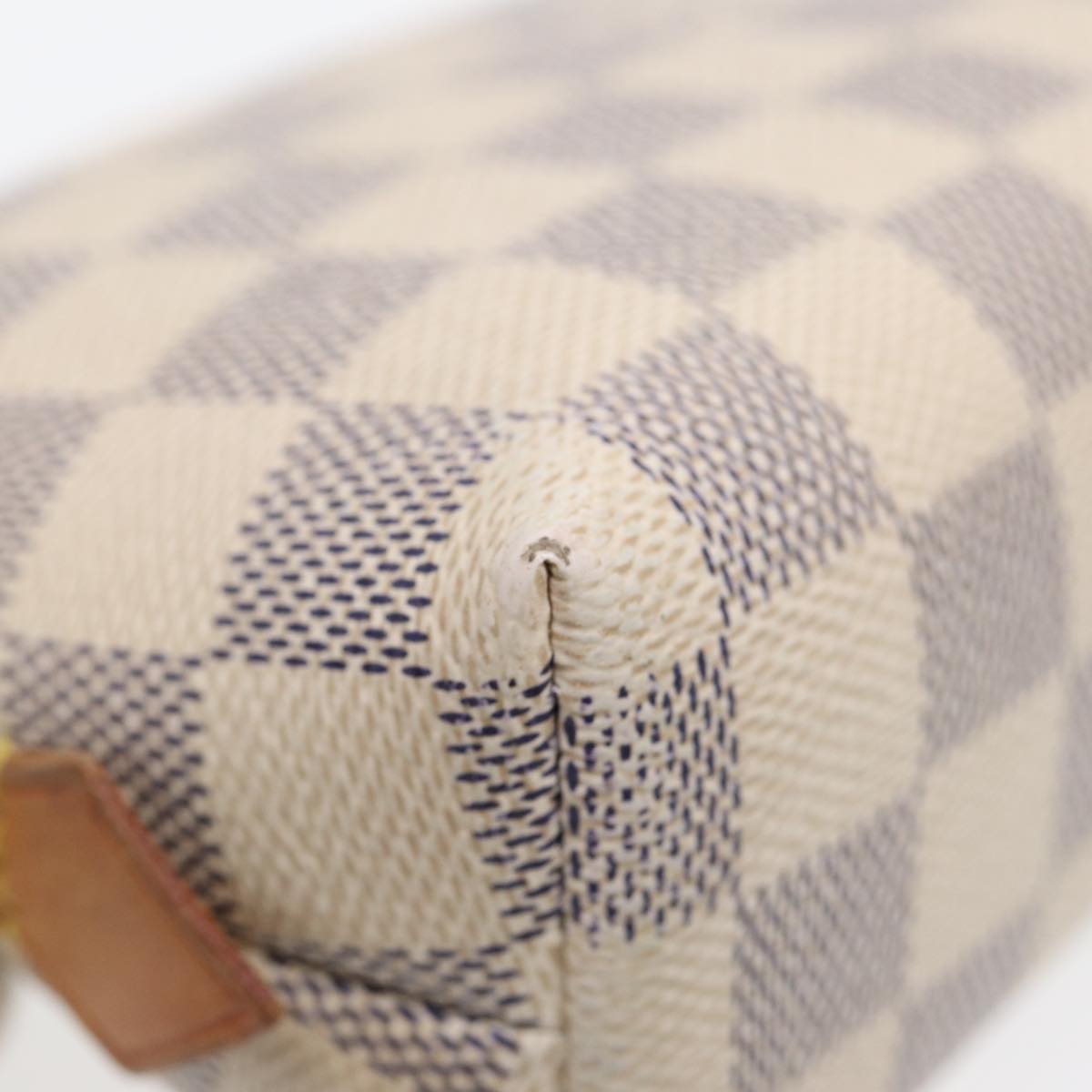 LOUIS VUITTON Damier Azur Pochette Cosmetic PM Pouch N60024 LV Auth 87344