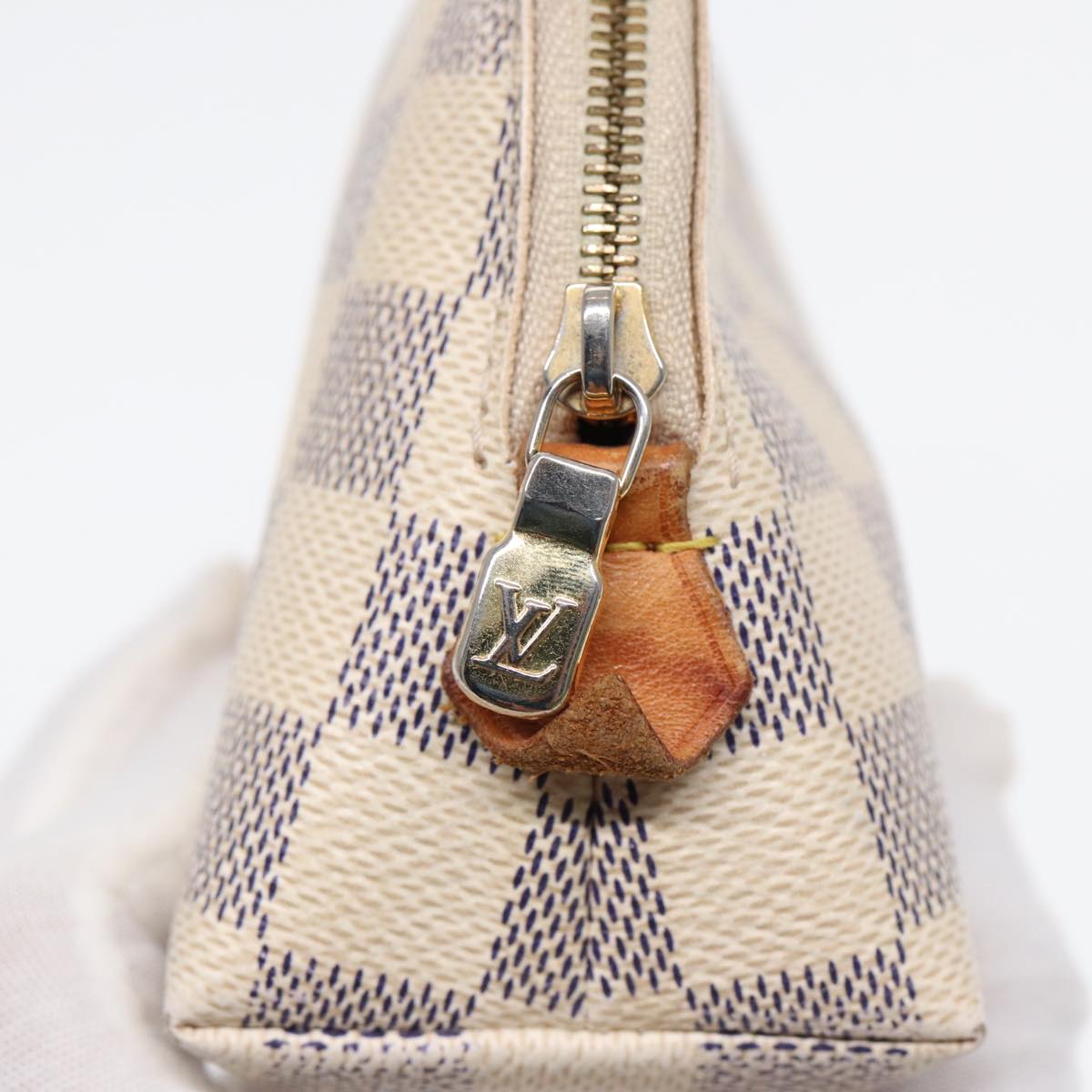 LOUIS VUITTON Damier Azur Pochette Cosmetic PM Pouch N60024 LV Auth 87344