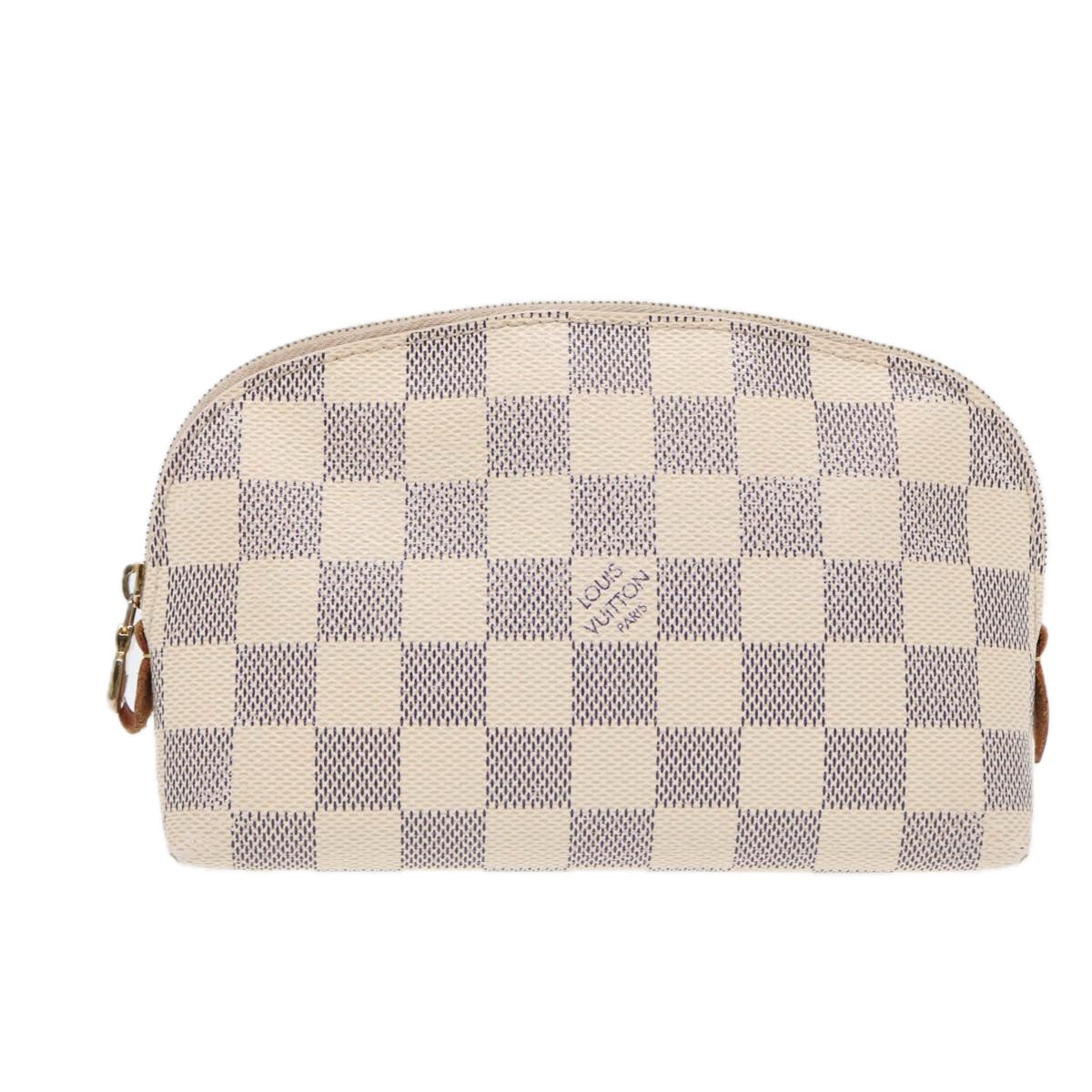 LOUIS VUITTON Damier Azur Pochette Cosmetic PM Pouch N60024 LV Auth 87344