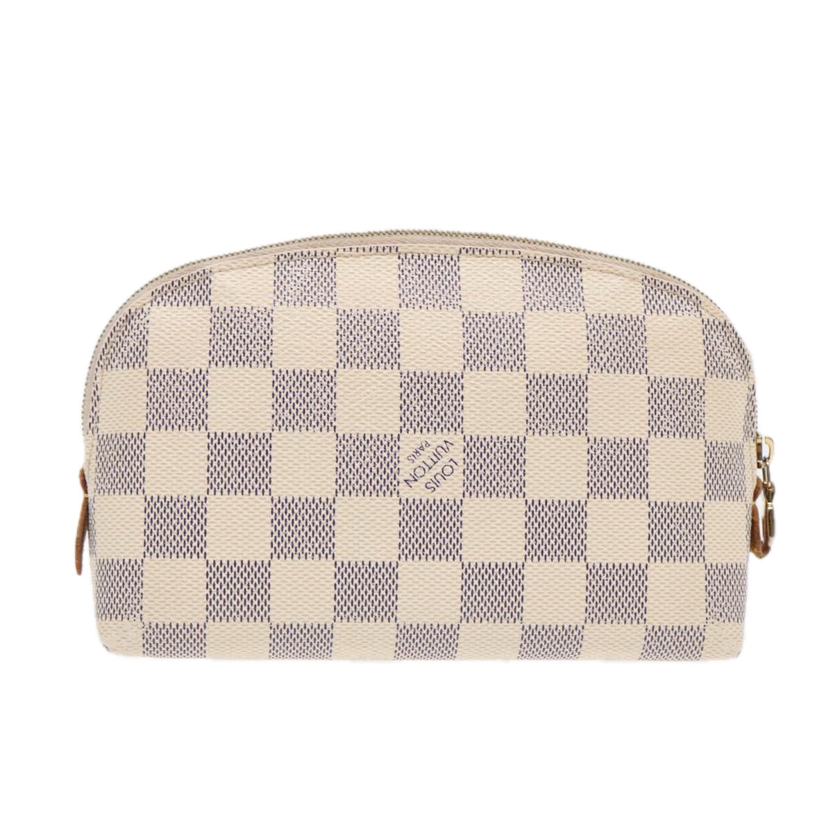 LOUIS VUITTON Damier Azur Pochette Cosmetic PM Pouch N60024 LV Auth 87344